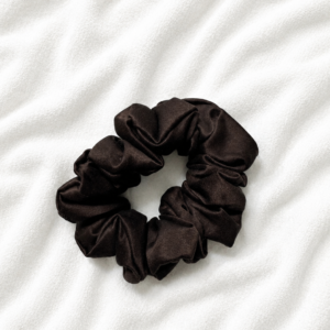Jedwabna gumka scrunchy, czekoladowy brąz